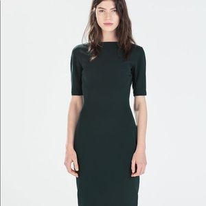 NWT Zara Green Boatneck Dress Shift Dress Size L